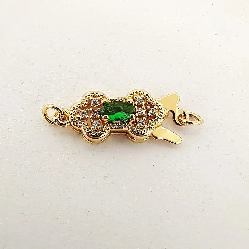 925 Silver 18K Clasp Emerald Fish Hook DIY Jewelry Accessory
