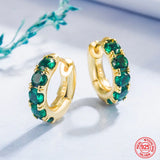 Emerald Hoop Earrings Women Jewelry 18K 925 Silver