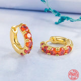 Emerald Hoop Earrings Women Jewelry 18K 925 Silver