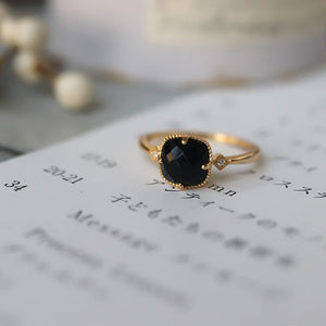 925 Silver 18K Plated Agate Zircon Square Geometric Open Ring