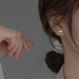 925 Silver CZ Heart Shape Stud Earrings Wedding Jewelry