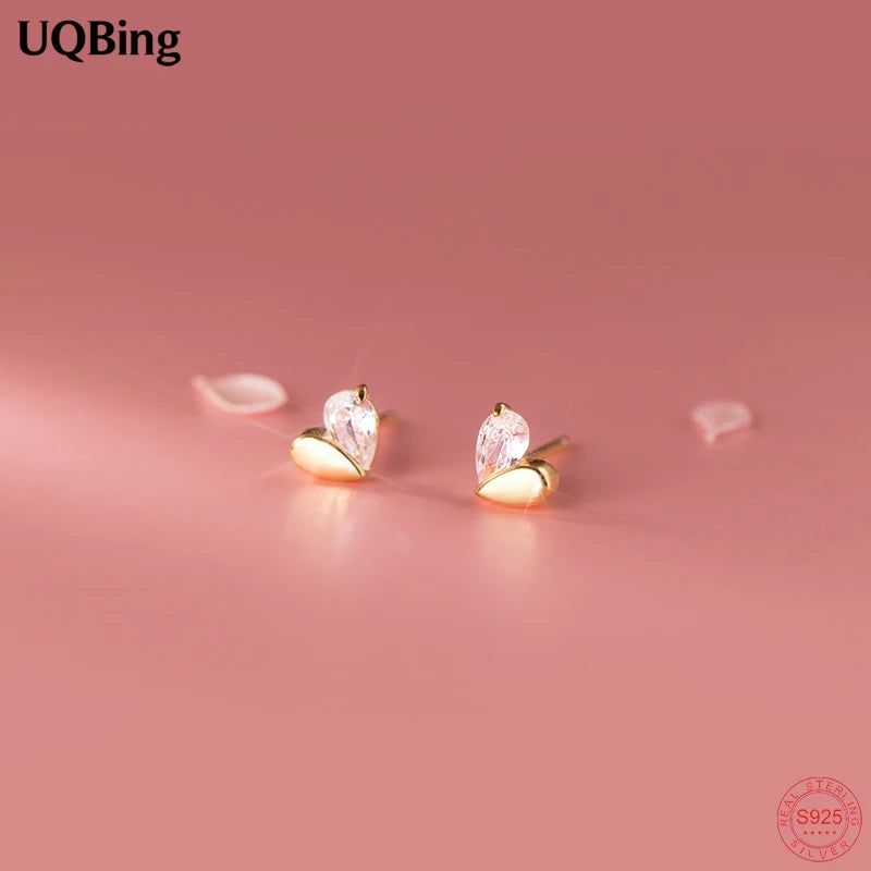 925 Silver CZ Heart Shape Stud Earrings Wedding Jewelry