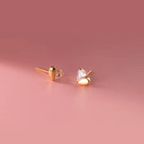925 Silver CZ Heart Shape Stud Earrings Wedding Jewelry