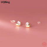 925 Silver CZ Heart Shape Stud Earrings Wedding Jewelry