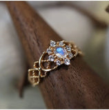 925 Silver Moonstone Ring French Geometric Jewelry Women