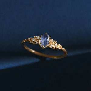 925 Silver 18K Plated Purple Amethyst Ring Geometric Jewelry