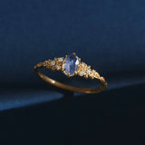 925 Silver 18K Plated Purple Amethyst Ring Geometric Jewelry