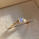 925 Silver 18K Plated Purple Amethyst Ring Geometric Jewelry