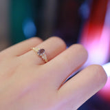 925 Silver 18K Plated Purple Amethyst Ring Geometric Jewelry