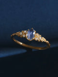 925 Silver 18K Plated Purple Amethyst Ring Geometric Jewelry