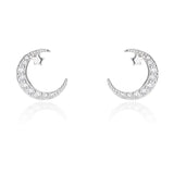 925 Silver Asymmetrical Sun Moon Stud Earrings 18K Plating