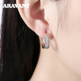 925 Silver 18K CZ Hoop Earrings For Women Silver Jewelry