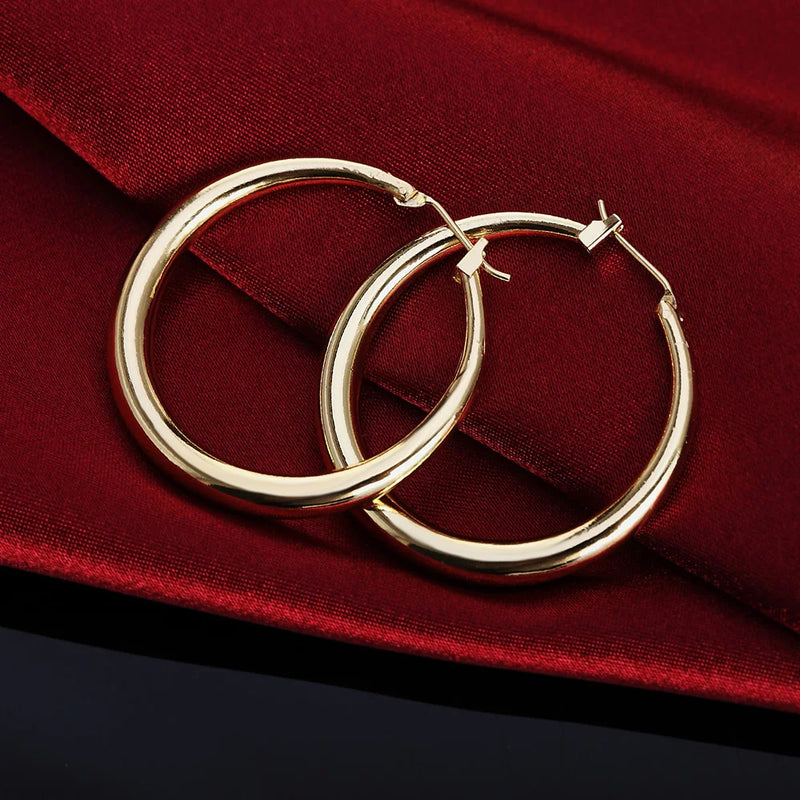 925 Silver 18K Plated Round Earrings for Women Wedding Jewelry