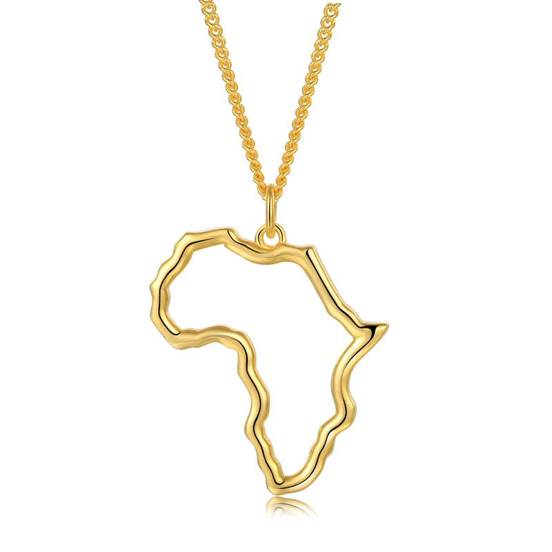 925 Silver 18k Africa Map Necklace Hollow Pendant Jewelry Gift