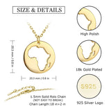 925 Silver 18k Africa Map Necklace Dainty Hollow Pendant