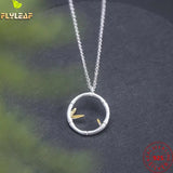 925 Silver Bamboo Pendant Necklace Vintage Chinese Style Jewelry