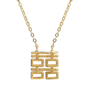 925 Silver 18k Chinese Word Like Necklace for Women