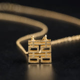 925 Silver 18k Chinese Word Like Necklace for Women