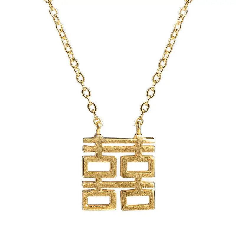 925 Silver 18k Chinese Word Like Necklace for Women