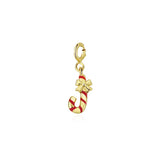 925 Silver 18k Xmas Cane Candy Pendant Necklace Chain Jewelry For Women