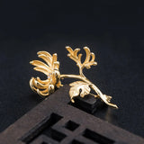 925 Silver 18k Chrysanthemum Brooch Chinese Female Vintage Jewelry