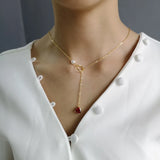 925 Silver Necklace with Pearl Heart Pendant
