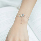 925 Silver Aquamarine Crystal Double Bracelet