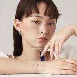 925 Silver Aquamarine Crystal Double Bracelet