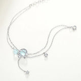 925 Silver Aquamarine Crystal Double Bracelet
