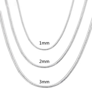 925 Sterling Silver Snake Chain Necklace 1MM/2MM/3MM