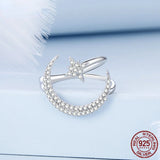 925 Silver Star Moon Ear Cuff CZ Ear Clip BSE701