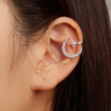 925 Silver Star Moon Ear Cuff CZ Ear Clip BSE701