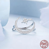 925 Silver Star Moon Ear Cuff CZ Ear Clip BSE701