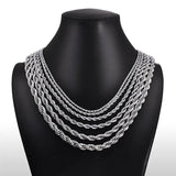 925 Silver Rope Chain Necklace 16-24 Inches for Men Women Punk Wedding Party