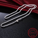 925 Silver Rope Chain Necklace 2/3/4MM 16-24 Inches Men Women Punk Party Jewelry