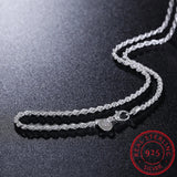 925 Silver Rope Chain Necklace 2/3/4MM 16-24 Inches Men Women Punk Party Jewelry