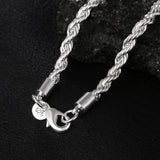 925 Silver Rope Chain Necklace 16-24 Inches for Men Women Punk Wedding Party