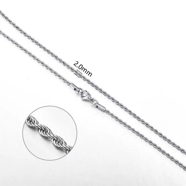 925 Silver Rope Chain Necklace 16-24 Inches for Men Women Punk Wedding Party
