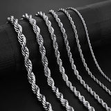 925 Silver Rope Chain Necklace 16-24 Inches for Men Women Punk Wedding Party