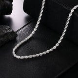 925 Silver Rope Chain Necklace 16-24 Inches for Men Women Punk Wedding Party