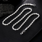 925 Silver Rope Chain Necklace 16-24 Inches for Men Women Punk Wedding Party