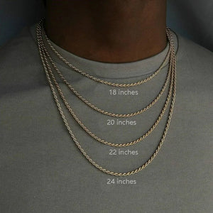 925 Silver Rope Chain Necklace 2/3/4mm 16-24 Inches