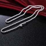 925 Silver Rope Chain Necklace 2/3/4mm 16-24 Inches