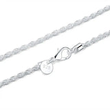 925 Silver Rope Chain Necklace 2/3/4mm 16-24 Inches