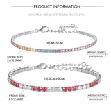 925 Silver 2.5mm Full CZ Double Colors Tennis Bracelet for Women
