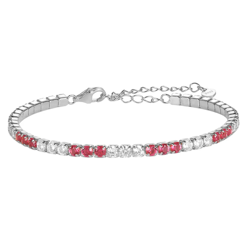 925 Silver 2.5mm Full CZ Double Colors Tennis Bracelet for Women