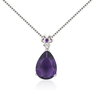 925 Silver 2ct Natural Amethyst Pendant Women Purple Gemstone Necklace