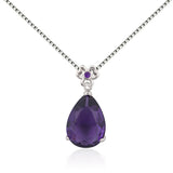 925 Silver 2ct Natural Amethyst Pendant Women Purple Gemstone Necklace