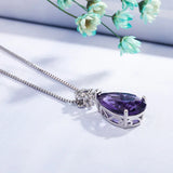 925 Silver 2ct Natural Amethyst Pendant Women Purple Gemstone Necklace