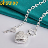 925 Silver 20" Zircon Heart Key Chain Necklace